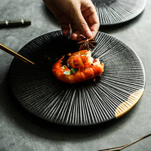 Antowall prato de cerâmica preto dourado, talheres para casa, prato de cerâmica, prato para sushi, sashimi 2024 - compre barato