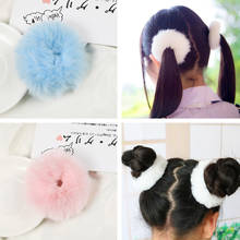 2pcs/set Fluffy Faux Fur Scrunchies Candy Color Soft Cute Children Girls Elastic Hair Bands Hair Ring Headwear 2024 - buy cheap