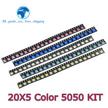 100 шт./лот 5050 SMD белый красный синий зеленый желтый 20 шт. каждый супер яркий 5050 SMD комплект светодиодных диодов 2024 - купить недорого