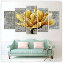 Современная красивая золотая Орхидея, 5 шт., холст, Художественная печать, плакат, рамка для картины, Модульная картина на стену, домашний декор 2024 - купить недорого