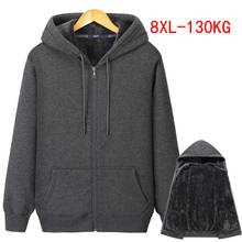 Men's winter and autumn plus size zipper hooded sweatshirt plus size 5XL 6XL 7XL 8XL thick warm gray black navy blue big jacket 2024 - buy cheap