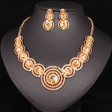 Conjuntos de joyería nupcial de Dubái para mujer, aretes africanos de cristal rellenos de oro, conjunto de collar, Gargantilla, accesorios de boda para mujer 2021 2024 - compra barato