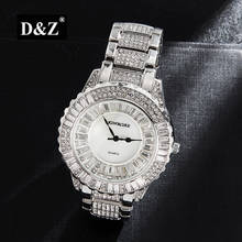 D&Z Iced Out Bling Diamond Watch Quartz Fashion Square Couple  Watch Wrist Jewelry For Couple Stainless Steel Band Business Wris 2024 - buy cheap