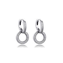 Pendientes de doble aro brillantes para mujer, joyería de plata de ley, regalo, pendientes de moda 2024 - compra barato