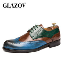 Oxfords sapatos masculinos de couro, tamanho grande, 38-47, britânico, verde, azul, sapatos feitos à mão, confortável, formal, sapatos masculinos, com cadarço, bullock 2024 - compre barato