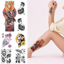 Водостойкая временная татуировка, 1 лист, змея, цветок, женские модные татуировки, рукав на руку, искусственная татуировка для боди-арта 2024 - купить недорого