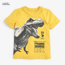 Little Maven-ropa con estampado de dinosaurio para niños, camisetas de marca de algodón, playera amarilla para niños de 2 a 7 años, 2021 2024 - compra barato