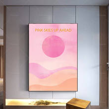 Cartaz de arte moderna estética de céu rosa, citação, pôster de arte ao sol, decoração de parede-alvorada, abstrato rosa, sol, arte, tela impressa 2024 - compre barato