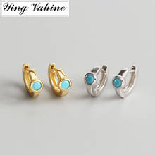ying Vahine New 100% 925 Sterling Silver Blue Zircon Small Circle Stud Earrings for Women 2024 - buy cheap