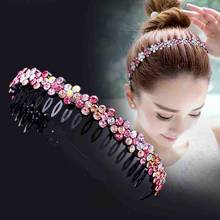 Haimeikang-tiras de cabelo antiderrapantes, tiara colorida com strass, flor, rugas, estilosa, acessórios para cabelos 2024 - compre barato