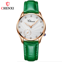 Ins Hot Fashion Green luxury Fritillary Rhinestone Round Dial Quartz watch women Simplicity Leather Band Watches reloj de mujer 2024 - buy cheap