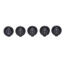 5 Pcs SPST Black Button On/Off Round Rocker Switch AC 6A/125V 3A/250V 2024 - buy cheap