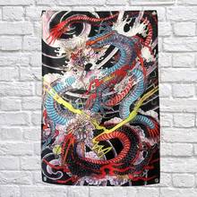 Dragon Japanese ukiyo-e Tattoos Poster Banners Bar Tattoo Studio Decor Hanging Painting Waterproof Cloth Polyester Fabric Flags 2024 - buy cheap