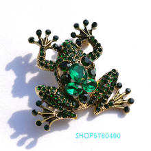 Vintage Rhinestone Frog Brooch Green Color Women Crystal Breast Pin Lady Corsage Coats Party Ornaments Classic Jewelry Luxury 2024 - buy cheap