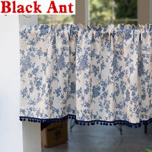 Nordic Cotton Linen Short Curtain Cabinet Printed Kitchen Drape Panel Half curtain Door Cafe Home Decora Rod Pocket 1pc DL-JD837 2024 - buy cheap