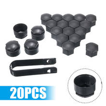 20 pçs preto fosco 17mm roda lug parafuso porca tampa com ferramenta de remoção chave estilo do carro acessórios para audi 2024 - compre barato