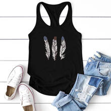 2020 Casual Three Feathers Printing Tank Top Women Sleeveless Summer Vest Female Graphic Tops for Women Ladies Cotton Ropa Mujer 2024 - buy cheap