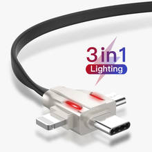 3 In 1 Lighting USB C Micro USB 8 Pin Cable For iPhone Samsung Android 3in1 Multi Charger Fast Charging USB Type C Cable Cord 2024 - buy cheap