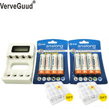 VerveGuud Интеллектуальный USB ЖК-дисплей зарядное устройство для aa/aaa батареи + 8 шт AA 2200mAh 2a aa Ni-MH 1,2 V перезаряжаемые батареи 2024 - купить недорого