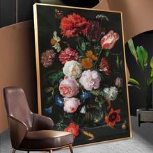 Europe Vintage Canvas Painting Still Life with Flowers In A Glass Vase Poster and Prints Wall Picture for Living Room Home Decor 2024 - buy cheap