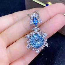 High-quality Blue Topaz Superflash S925 Pure Silver Pendant Necklace Fine Fashion Jewelry For Women Free Shipping MeibaPJFS 2024 - buy cheap