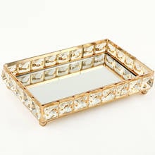 Gold Square Crystal Cake Stand Mirror Cupcake Dessert Display Decoration Tools Wedding Party Birthday Display Home Storage Tray 2024 - buy cheap