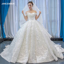 J66955 jancember ball gown dresses 2020 with veil strapless off shoulder appliques white modest wedding dress robes de mari e 2024 - buy cheap