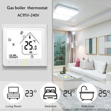 Termostato programável para aquecimento, visor lcd, tela sensível ao toque em branco e preto, controle de temperatura 2024 - compre barato