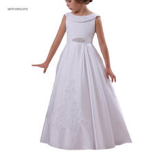 Princesa cetim pequeno crianças panos do bebê vestido de festa vestidos da menina de flor para o casamento primeira comunhão vestidos ocasião especial 2024 - compre barato