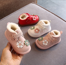 Zapatos informales florales para niños y niñas, zapatillas gruesas a la moda de algodón, de 1 a 3 años, invierno, 2019 2024 - compra barato
