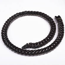 15mm Heavy 316L Stainless Steel Black Color Cut Cuban Curb Link Chain Necklace Or Bracelet Men's Jewelry 7-40" Choose Hotsale 2024 - buy cheap