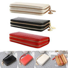 Stone Grain Leather Wallet Ladies Long Double Zipper Coin Purse Large-Capacity Patent Leather Hand Wallet Credit Card Holder 2024 - buy cheap