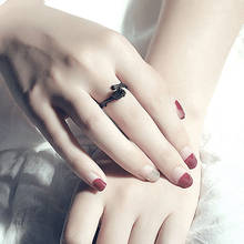 Rosa flor anéis para mulher jóias arma preto banhado anel ajustável conjunto círculo anel presente de festa anel masculino 2024 - compre barato