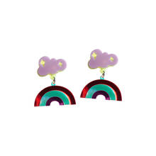 KUGUYS Cute Cloud Rainbow Drop Earrings for Women Iridescence Acrylic Trendy Jewelry Accessories 2024 - buy cheap