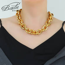 Badu Ccb Link, большие ожерелья для женщин, трендовые, золотые, в стиле панк, звенья, короткая, толстая цепочка, ожерелья, ювелирные изделия, в стиле хип-хоп, подарки 2024 - купить недорого