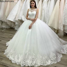 NIXUANYUAN White Lace Appliques Ball Gown Wedding Dresses Lace Up Back Luxury Wedding Gowns Bride Dresses 2024 - buy cheap