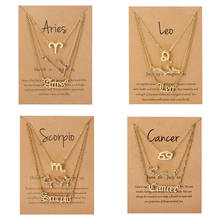 3pcs/set Elegant 12 Constellation Pendant Necklaces Gold Chain Star Zodiac Sign Choker Horoscope Letters Cardboard Birthday Gift 2024 - buy cheap