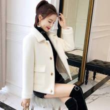 KMETRAM, осенне-зимняя женская куртка, модное шерстяное пальто, женская куртка, искусственная норка, флис, Короткие корейские куртки, Manteau Femme MY4896 2024 - купить недорого
