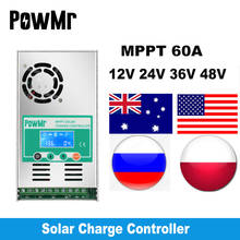 Портативный Контроллер заряда солнечной батареи MPPT, 60 А, 12 В, 24 В, 36 В, 48 В, автоматический подсветильник ка, ЖК-дисплей, регулятор заряда солнечной батареи 60 А, вход постоянного тока до 160 в 2024 - купить недорого