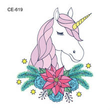 Pegatina de unicornio colorida Kawaii para mujer, tatuajes de fiesta de dibujos animados, pegatina temporal impermeable, tatuajes para cuerpo, brazo, tatuajes falsos 2024 - compra barato