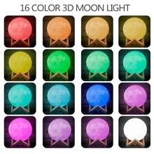 3D dibujo de Luna lámpara creativa lámpara de mesa para de noche lámpara 16 cambio de colores Touch/control remoto LED de Luna luz de la decoración del hogar regalo 2024 - compra barato