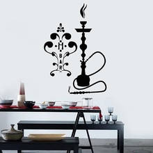 Calcomanía de pared con signo de Hookah, calcomanías de decoración de estilo árabe, pegatinas de pared de vinilo extraíbles, decoración del hogar para sala de estar, Bar de humo, G514 2024 - compra barato