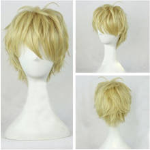 Ouran High School Host Club Tamaki Suou Short Light Golden Cosplay Wig layered synthetic heat resistance full hair + a wig cap 2024 - buy cheap