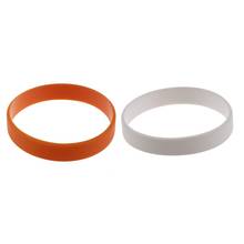 2x Fashion Silicone Rubber Elasticity Wristband Wrist Band Cuff Bracelet Bangle White & Orange 2024 - buy cheap