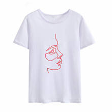 Camiseta de manga corta con cuello redondo para mujer, camiseta sencilla con estampado de figuras de personas avatars, camiseta para mujer 2021 2024 - compra barato