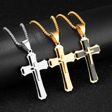 High Quality Cross Necklaces Pendants For Women Gold Black Necklace Pendant Men Religion Silver Color Necklaces Jewelry 2024 - buy cheap