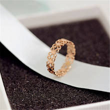 Yun ruo anel vazado com flor de ouro rosa, joia de aço de titânio moda 316 para mulheres, presente de aniversário nunca desbota 2024 - compre barato