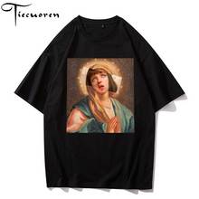 Мужские футболки Virgin Mary, Забавные футболки с коротким рукавом и принтом, Летние повседневные хлопковые футболки в стиле хип-хоп, уличная одежда, оптовая продажа 2024 - купить недорого