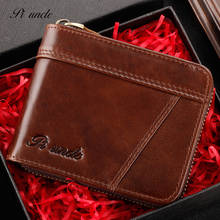 New Designer Genuine Leather Men's Thin Wallet Slim Money Purse Vintage Wallet Coin Cards Holder Men Slim Wallet Oil Wax Cowhide 2024 - buy cheap