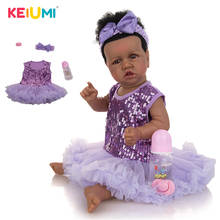 KEIUMI-muñeca bebé Reborn realista hecha a mano de fibra de 57 CM, bebé recién nacido con pelo enrutado, muchos accesorios, regalo para niños 2024 - compra barato